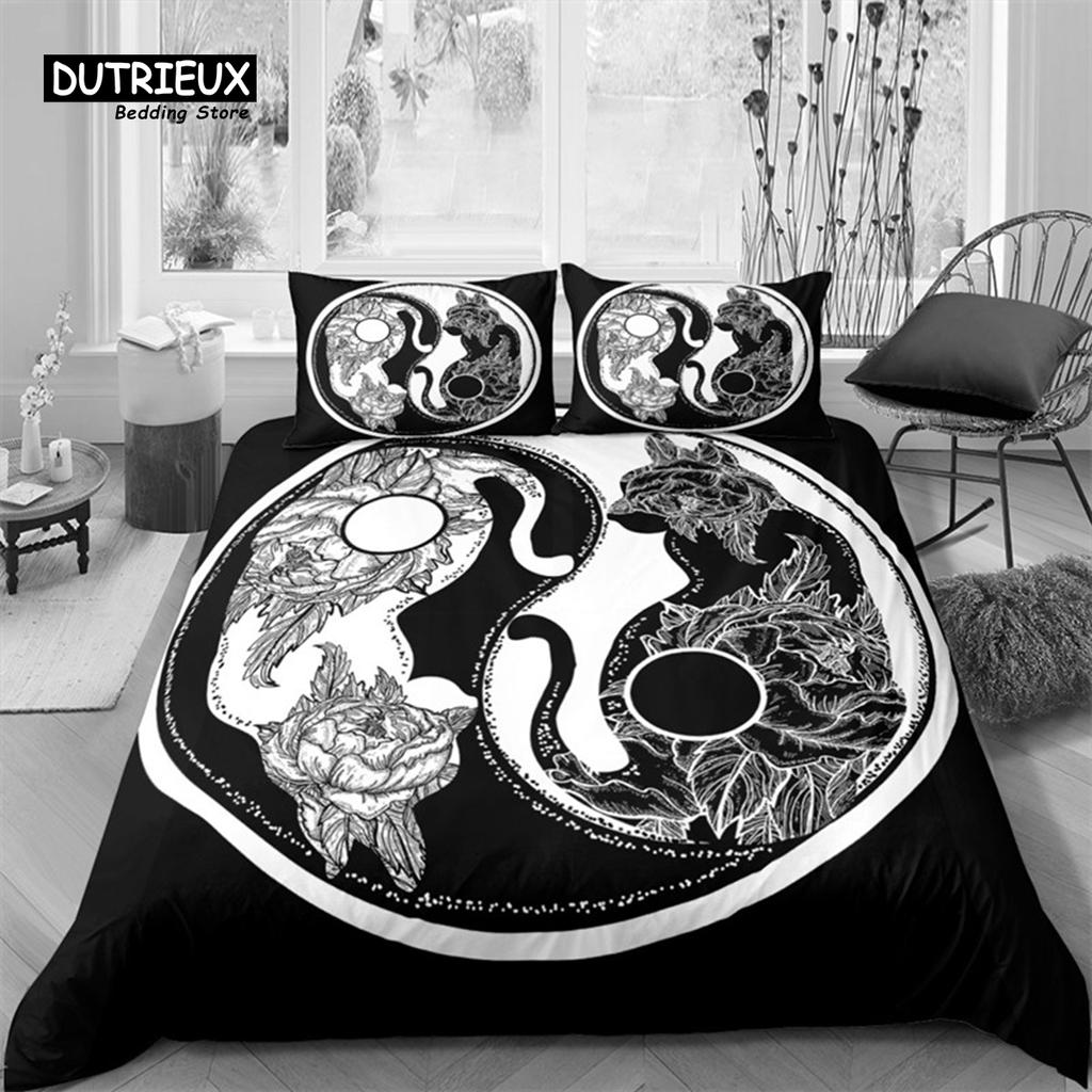 Gossip Duvet Cover King Boho Trippy Psychedelic Art Quilt Cover Microfiber Traditional Ying Yang Theme Bedding Set For Girl Boys