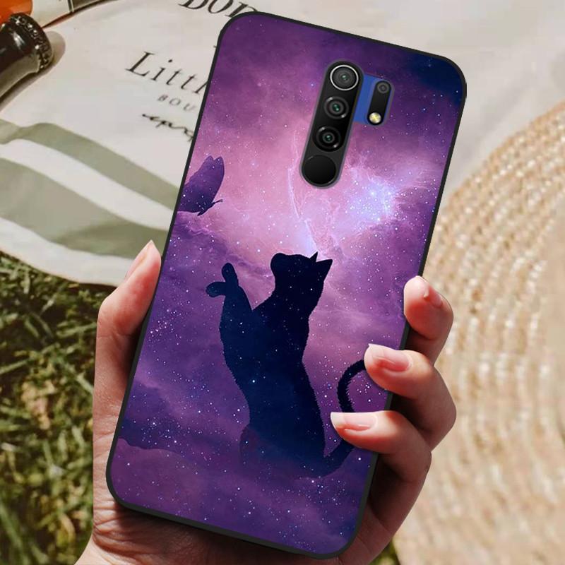 Für Xiaomi Redmi 9 Hülle Katze Blume Wolf Cover Silikonhülle Für Redmi 9 redmi9 Cover Bumper 6.53" Stoßfeste Handy Coque Hülle