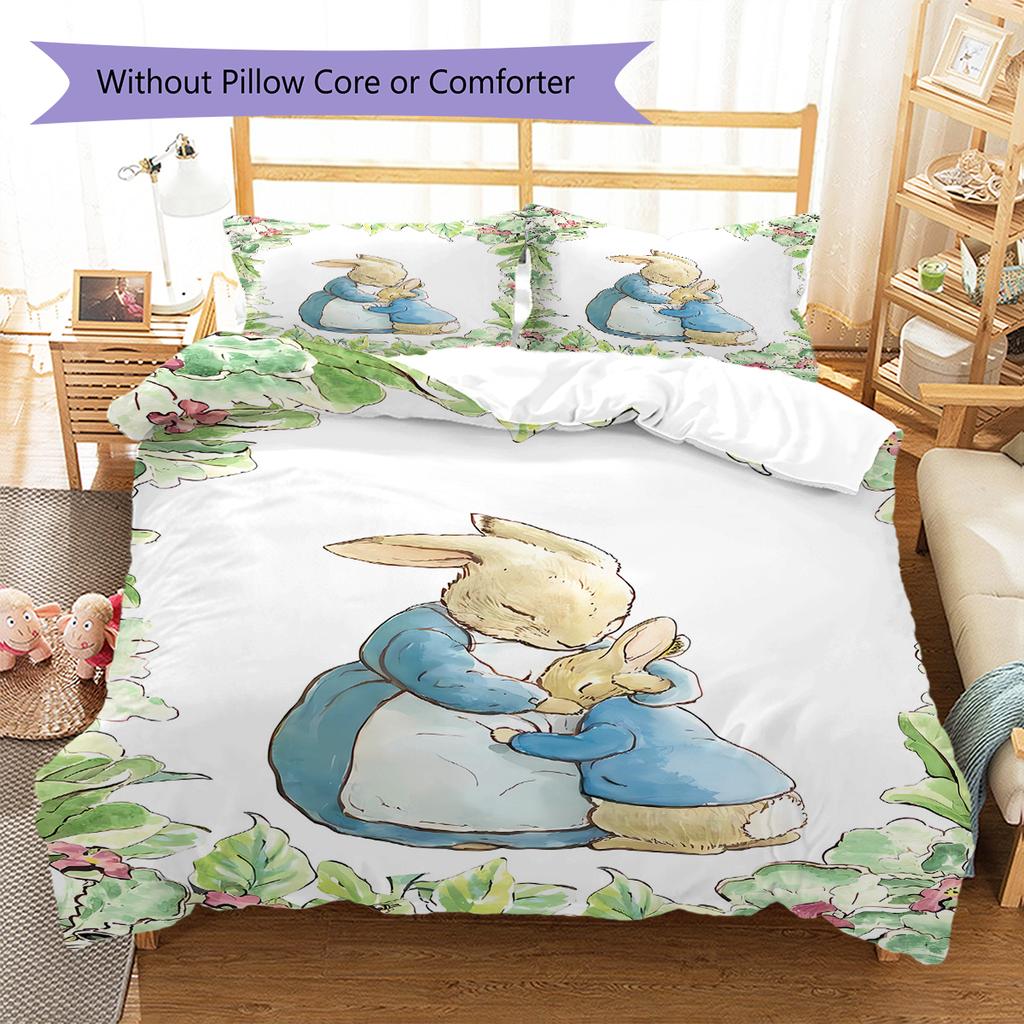 Peter Rabbit Pattern Bedding,Quilt Set Quilt Cover Pillowcase Home Birthday Gift (1 * duvet cover + 2 * pillowcase, without core)