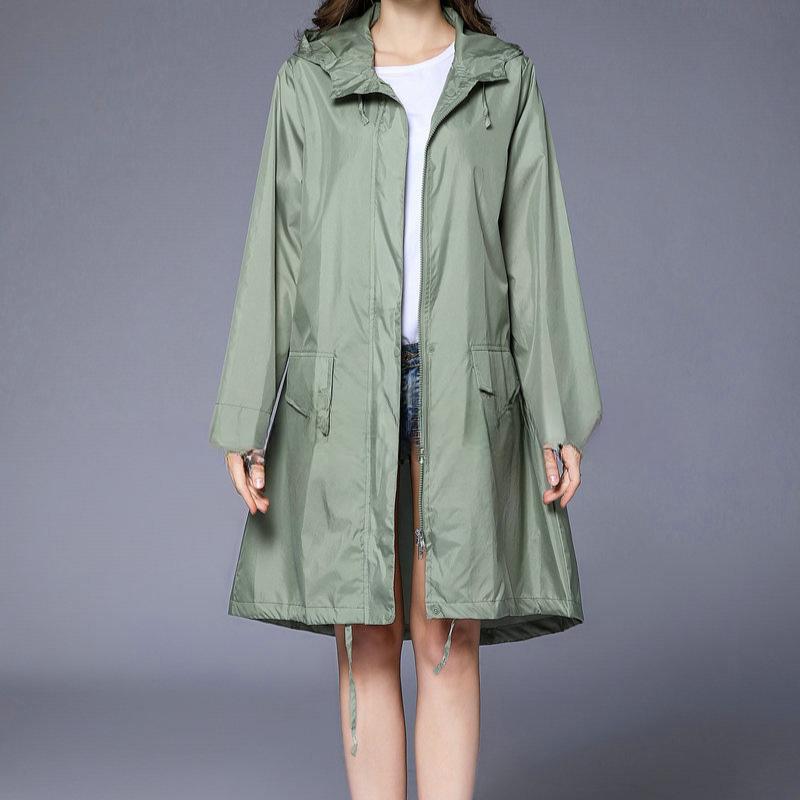 Wasserdichte Damenjacke, Regenmäntel, lässig, mit Kapuze, Outdoor-Mode, Unisex, langer Mantel XL grün