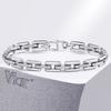 Vnox Nie verblassende schwere handgefertigte Gliederkettenarmbänder für Männer, silberfarben Edelstahl Rechteckige Kette Punk Rock Armband