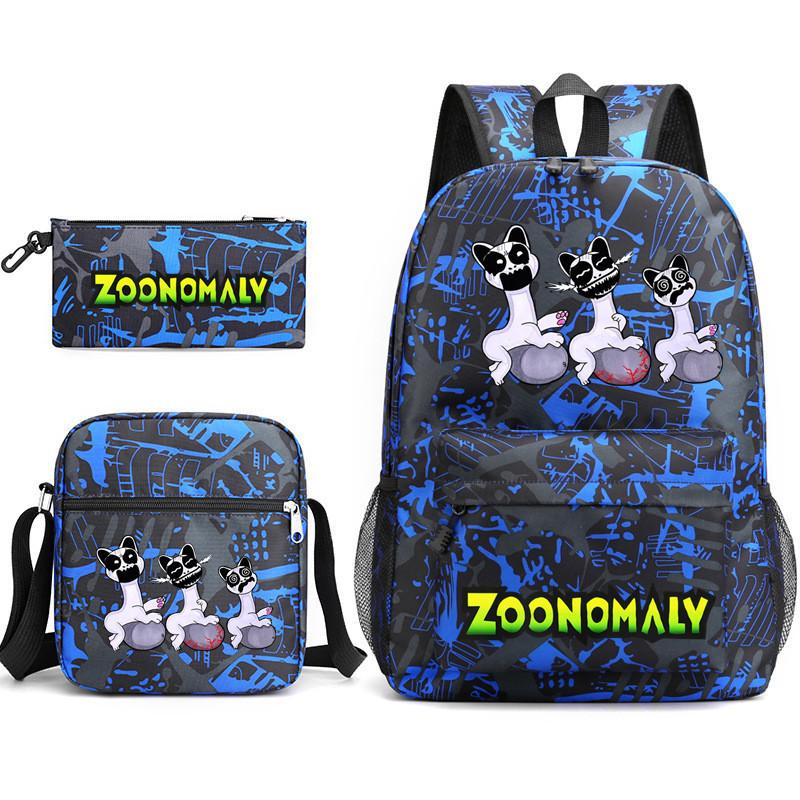 Deformed Zoo School Bag Male and Female Students Three-piece Large Capacity Backpack