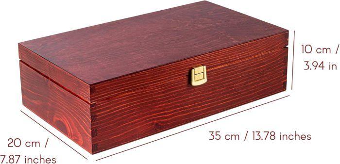 Boîte Caisse à Vin en Bois Cadeau Rouge Bourgogne - Creative Deco - 2 Bouteilles - 35 x 21 x 11 cm