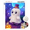 DIY Frameless Pearl Painting Kit Ghost Halloween 3D Bead Art Canvas Relaxing Craft for Home Wall Decor Gift