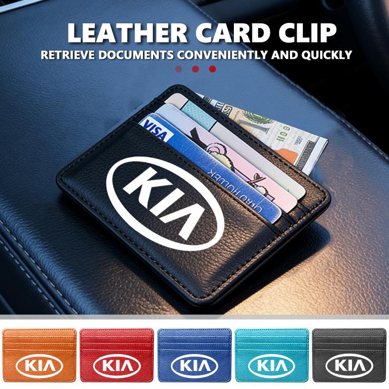 DWBR1 Tragbarer Leder Multi-Schlitz Kreditkartenhalter Geldbörse Geschenk für KIA Stinger Optima Cerato Soul Venga Forte Spectra Sedona