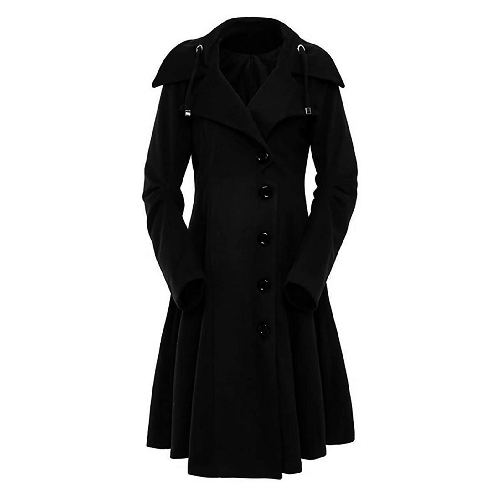 

Women Faux Wool Warm Slim Coat Jacket Thick-Parka Overcoat Long Winter Outwear XXXXL чорний