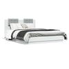Bed Frame with Headboard and LED Lights White 140 x 200 cm