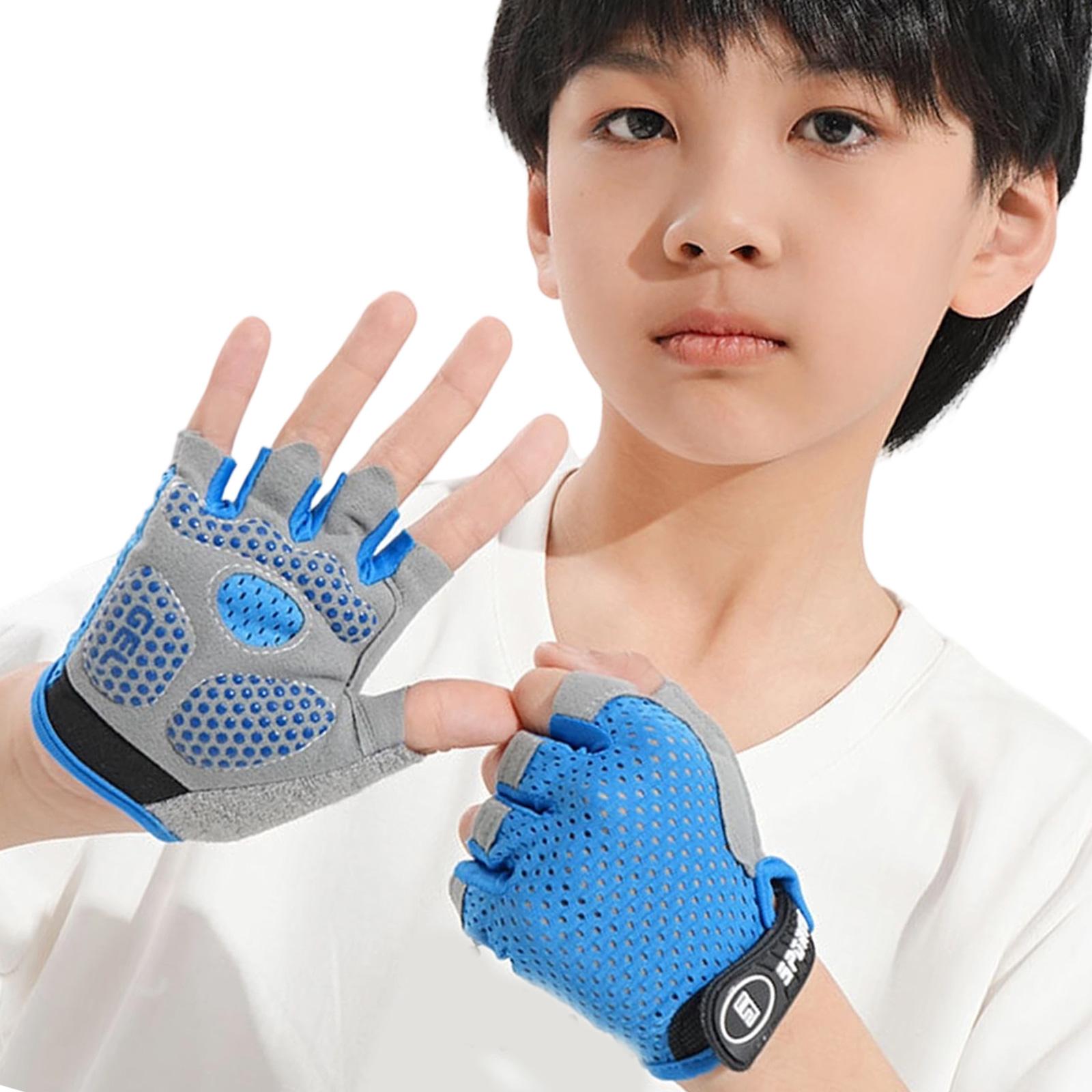 

Children Half Finger Cycling Gloves Breathable Sport Gloves With Protective Palm For Cycling Scooter Outdoor Activity A