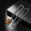 Men's Geometric Natural Stone Pendant Necklace, Vintage Square Tiger Eye Collar Necklace, Fashion Casual Jewelry for Men