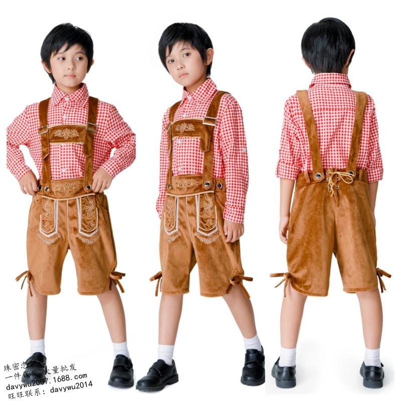 New Parent-child Checkered Beer Suit Suspender Pants Munich Oktoberfest Suit Bar Overalls