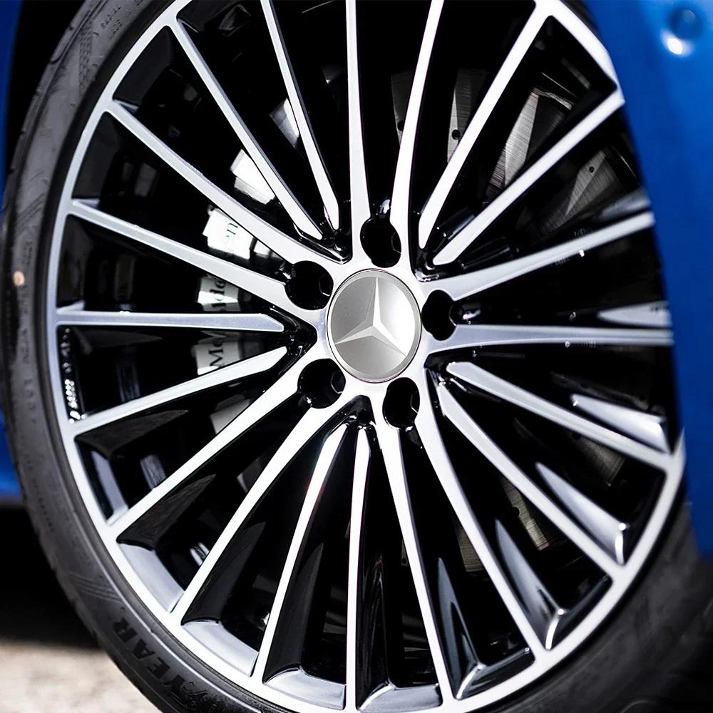 DIQ4   Hot 2025 4pcs Car Wheel Center Cover Stickers Hub Cap Auto Decoration Accessories For Mercedes Benz AMG W212 W204 W211W168 W213