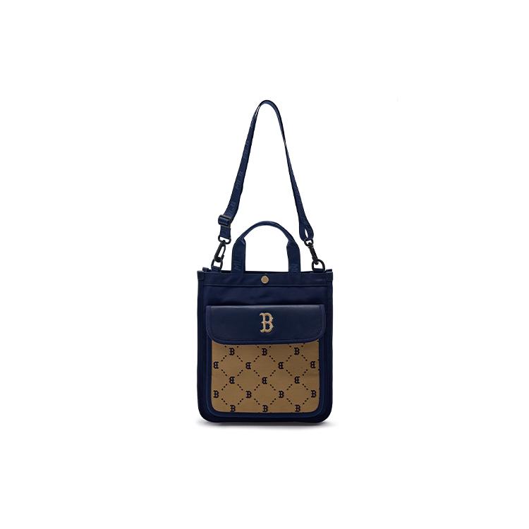 MLB Cotton Polyester Crossbody One Shoulder Handbag Regular Men's Marine Blue Brown (Unisex) Handbags 7AUBMD24N 43BGS