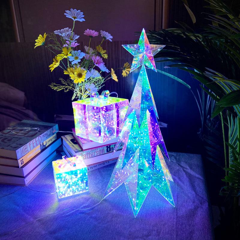 Starlight LED Hologram Rhombus Christmas Tree Lights - Luminous Flashing Home Decoration