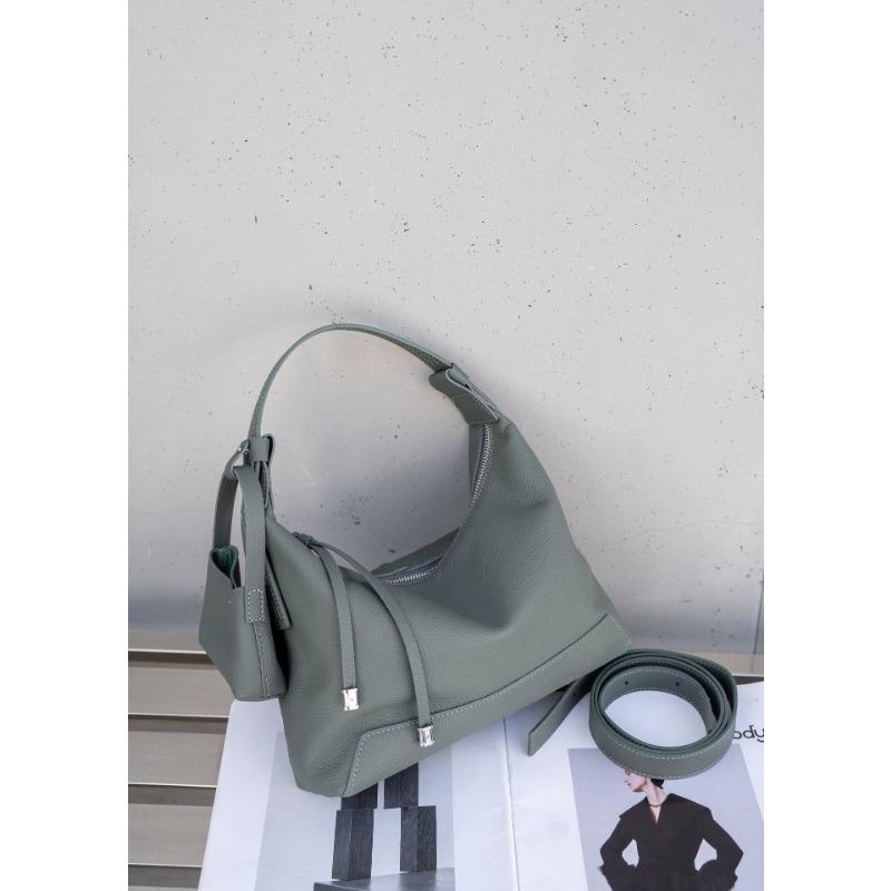 Cowhide Single-shoulder Women's Bag with Large Capacity Crossbody Tote Bag for Dumplings Fashionable and Simple Shopping Bag