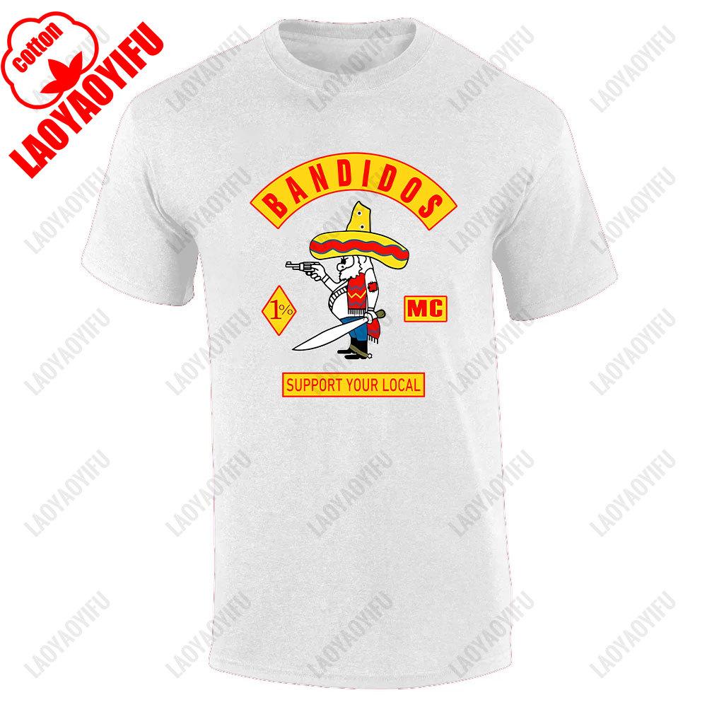 2024 Banddidos Motorcycle Club O Collar Men's T-shirt High Quality Cotton Black Tee Summer Short Sleeved Fashion Street Top