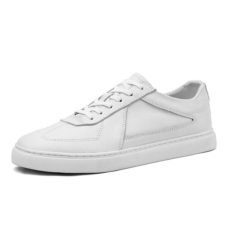 Men Leather Casual Shoes Lace-Up White Sneakers Genuine Leather Mens Shoes Breathable Skateboard Sneakers Newest Tenis Shoes Male