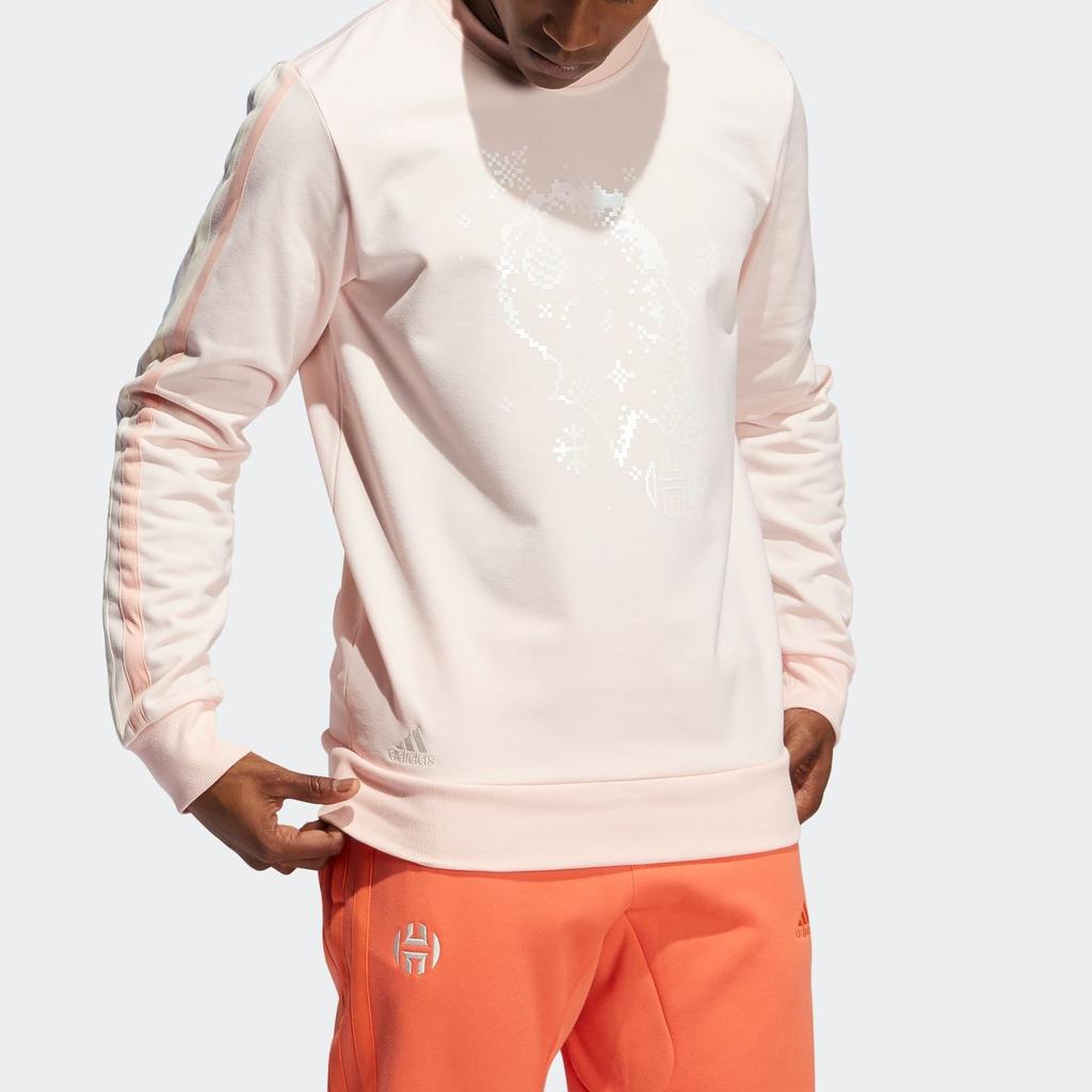Adidas Decorate Cr Basketball Casual Sports Striped Crew Neck Sweatshirt Men Tops Pink GU0508