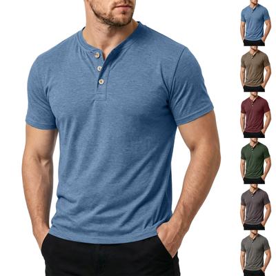Men Henley T Shirt Short Sleeve Crew Neck Button Down Casual Basic Tee Lightweight Soft Fabric Top