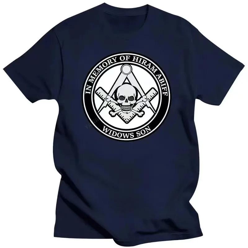 Mens In Memory of Hiram Abiff Widows Son T Shirt Masonic Mason Men's O-neck Short Sleeve Brand T-shirt Men's Cotton Tee Shirts