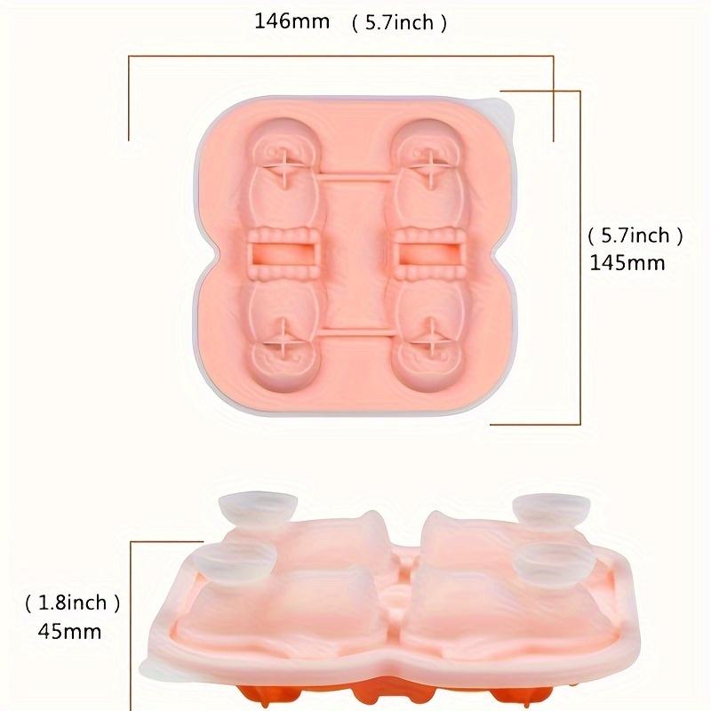 4-Cavity Penguin Silicone Ice Cube Mold, Food Grade BPA-Free with Funnel for Ice, Chocolate, Coffee, Cute Animal Ice Tray