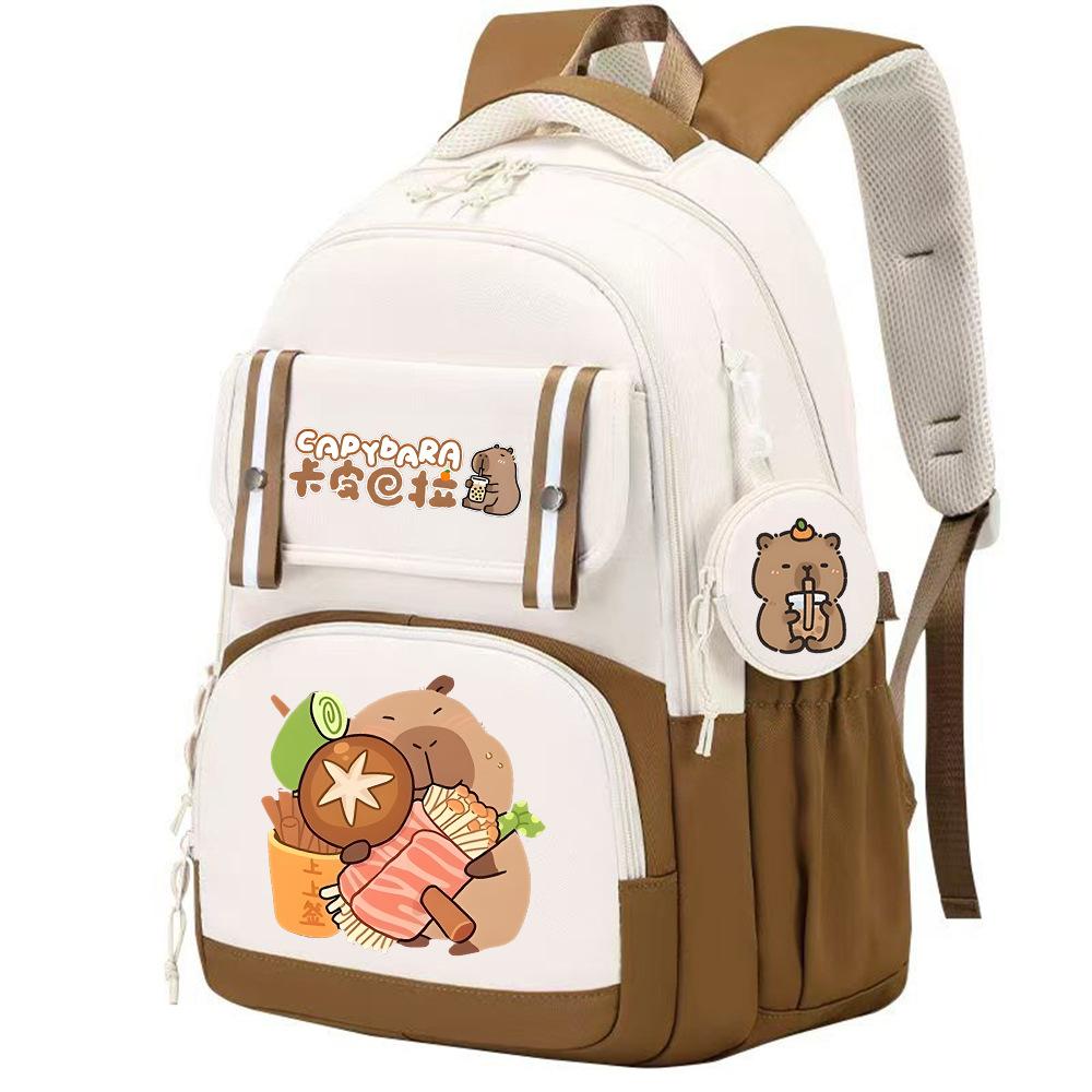 

Kapibara schoolbag fun printing trend student backpack light and large capacity No specification