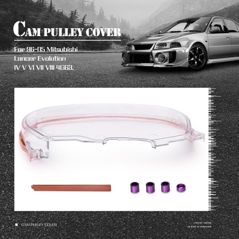 Timing Belt Cover Turbo Cam Pulley Clear Cam Gear Cover For 96-05 Mitsubishi Evolution Lancer EVO4-8 4G63 WLR6338