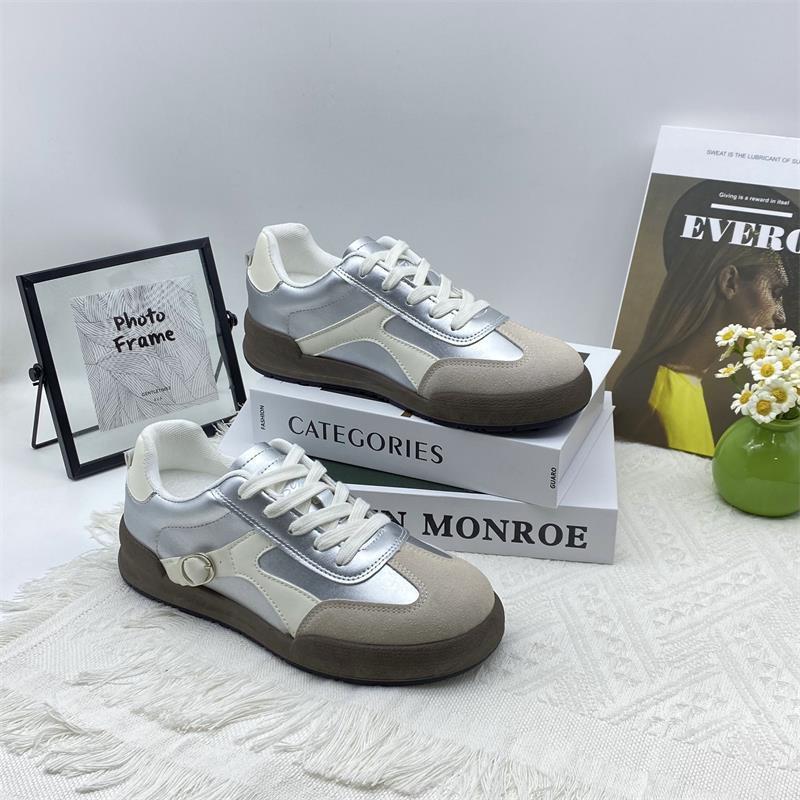 

Популярные немецкие тренировочные кроссовки женские 2025 новая весна и осень ретро универсальные на мягкой подошве спортивные кроссовки женские туфли кеды легкие повседневные 40 серебряный