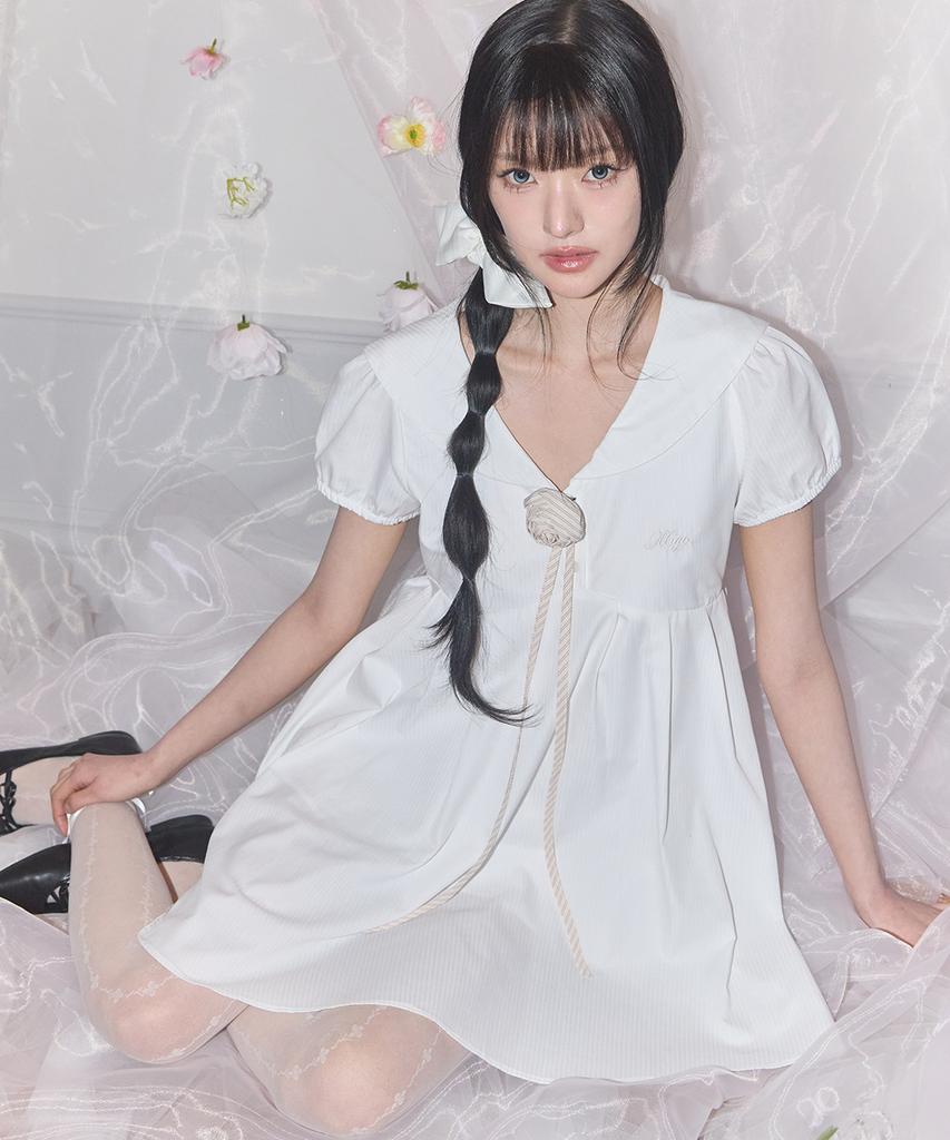 Iligo Sailor Collar Dress White