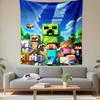 Vertical Tapestry Minecraft Creeper Animals Landscape Blue Sky Tapestry Wall Hanging Kids Bedroom Game Room