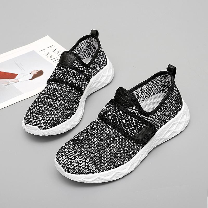 Fashion Pink Lightweight Casual Shoes Soft Sole Women Sneakers Mesh Breathable Slip On Loafers Big Size 42 Casual Shoe Flats Hollow out