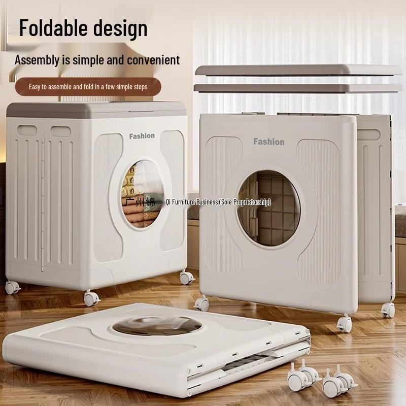 Foldable Children's Clothes and Quilt Storage Cabinet with Flip-Top