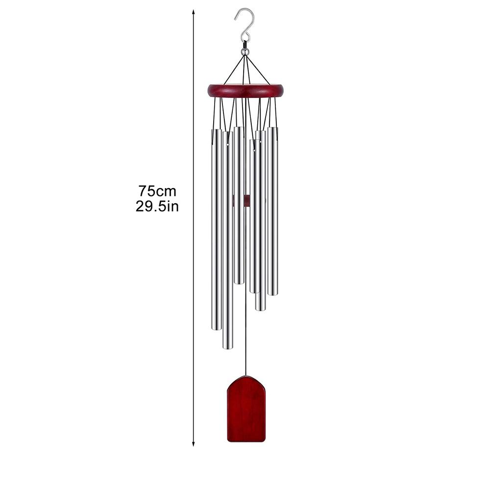 Square Wooden Hanging Tag Aluminum Tube Wind Chime 6 Metal Tubes Study Window Sill  Balcony Corridor Courtyard Hanging Decor