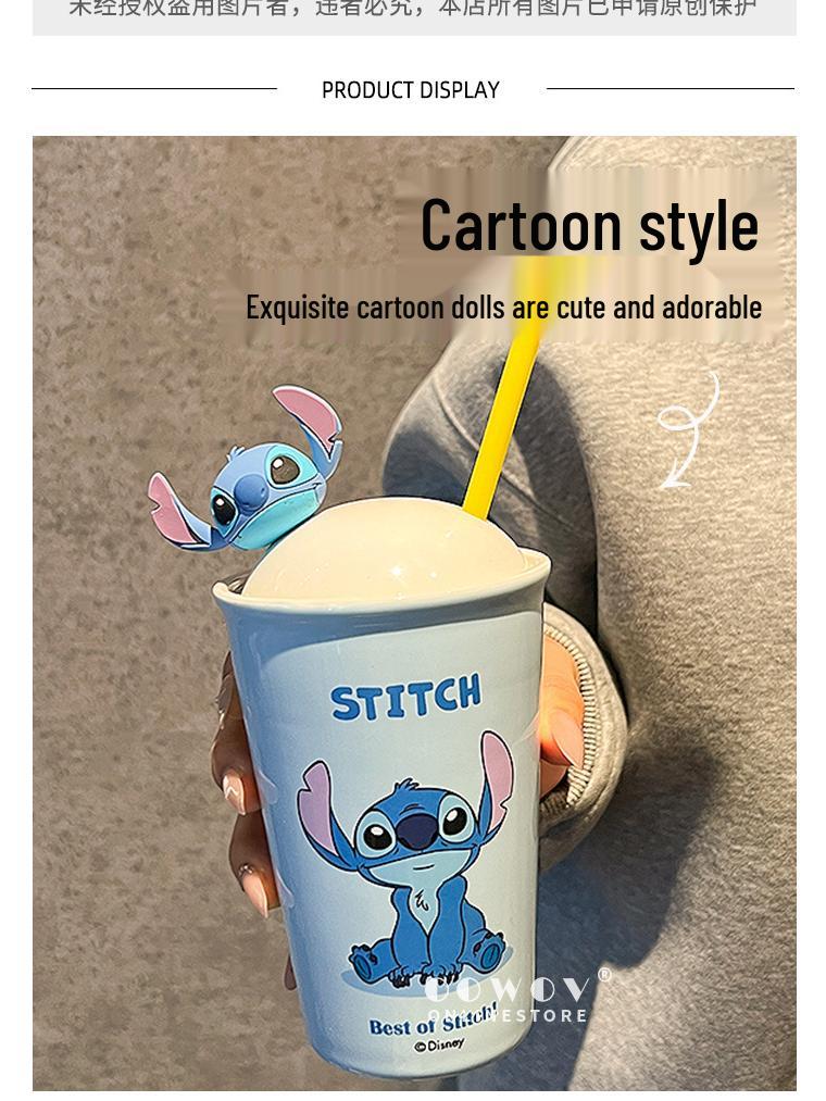Stitch Mug 2025: Women's Lidded Water & Coffee Cup with Straw - Perfect Birthday Gift