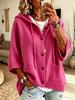 2026 European and American button-knitted hooded sweater cardigan jacket autumn and winter new solid color casual fashion women's clothing