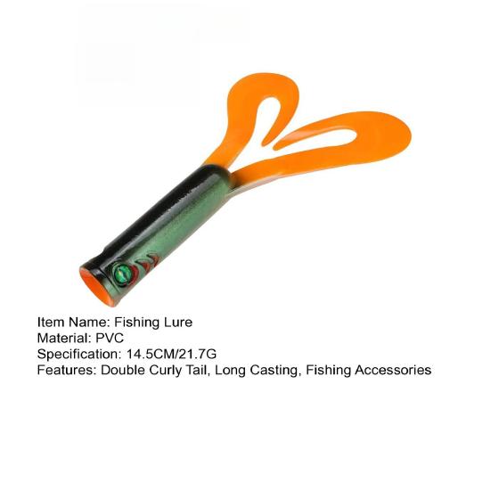 14.5CM/21.7G Double Curly Tail Soft Lure Long Casting PVC Bionic Artificial Swimbait Freshwater Saltwater Trout Bass Fishing Accessories