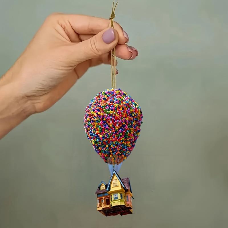 

Плоское акриловое 2D подвесное украшение с причудливым дизайном дома с воздушными шарами, креативное украшение салона автомобиля, праздничный аксессуар для вечеринки 1pc