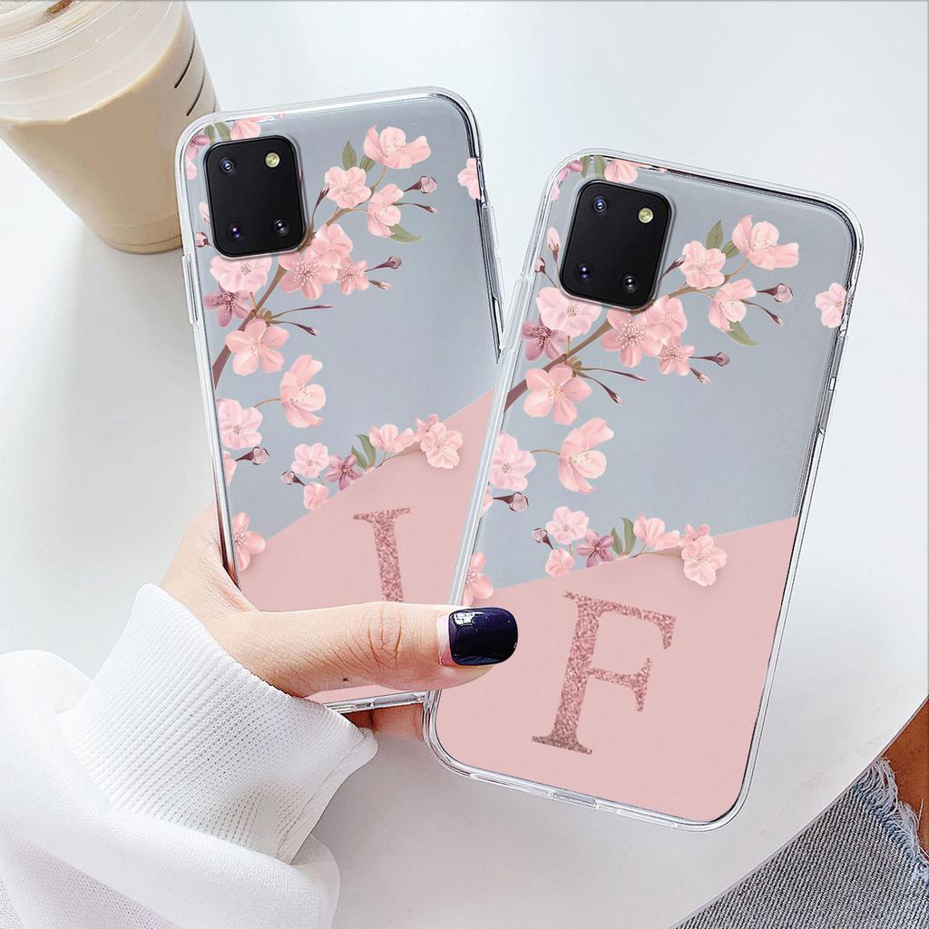 For Samsung Galaxy Note 10 Lite S10 S9 Plus S10e S20 Phone Case Soft Slim Luxury A-Z Letters Back Cover Clear Bumper Transparent