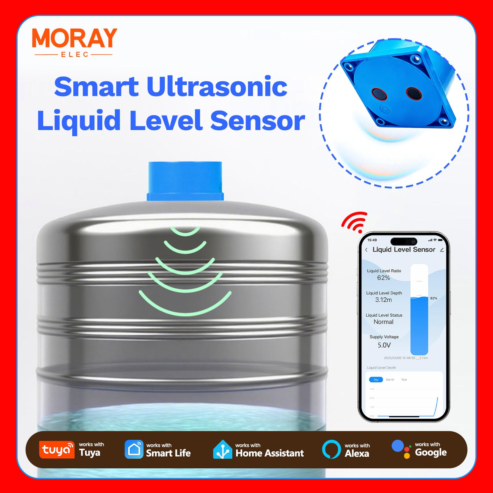 Moray ME201W Tuya Smartlife APP WiFi Wireless Smart Ultrasonic Water Tank Controller Tank Level Monitor Liquid Level Sensors US
