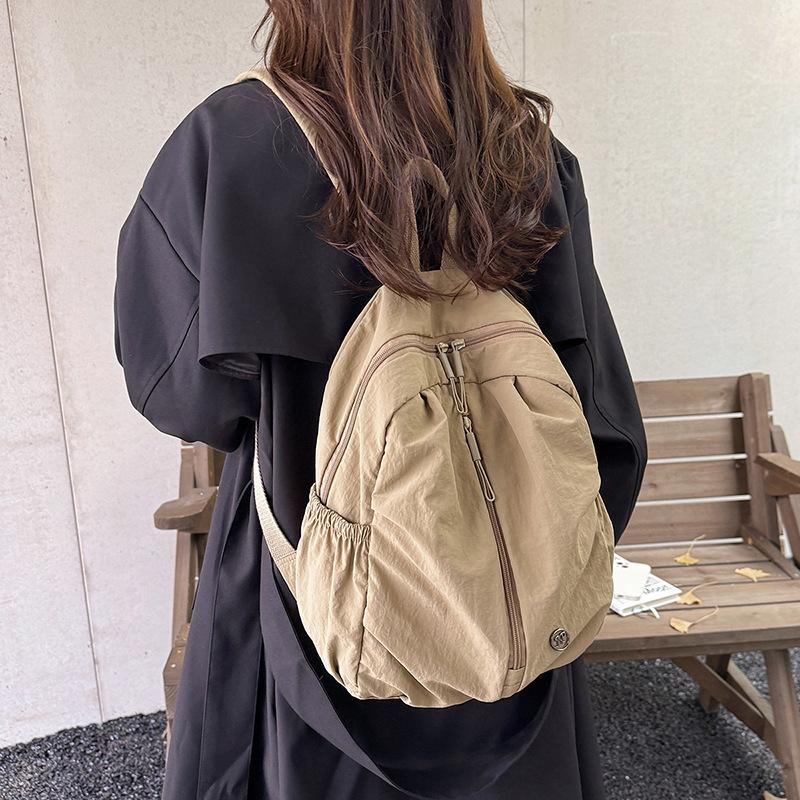 Schoolbag New Autumn and Winter Versatile Backpack Women's Bag Folded Travel Backpack Light Casual Simple Washed Cloth Casual School Bag