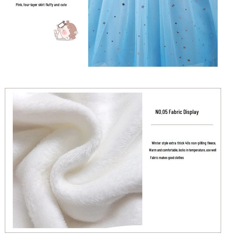 Modisches Prinzessinnenkleid für Baby-Mädchen mit Fleecefutter und Puffärmeln für die Geburtstagsfeier