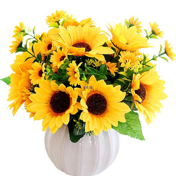 

Sunflower Artificial Floral Arrangement for Home Decoration - Silk Bouquet In Pot for Living Room or Dining Table
