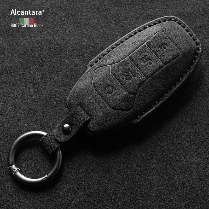 Full-Coverage Suede Key Case for BYD D9, N7, N8, and X with Side Snap Button