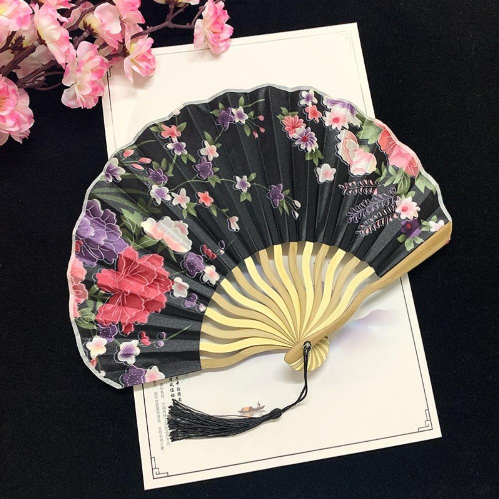 Silk Cloth Hand Fan Elegant Hand Fan Peony Flower Fan Luxurious For Weddings Personal Comfort Dance Recitals