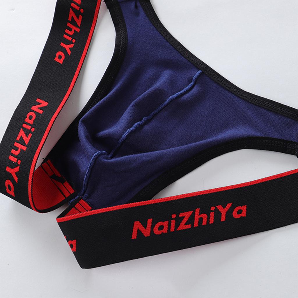 Men's Erotic Panties Thong Sexy Low Waist Cotton Breathable T-Pants Bladder Breathable Double Thong