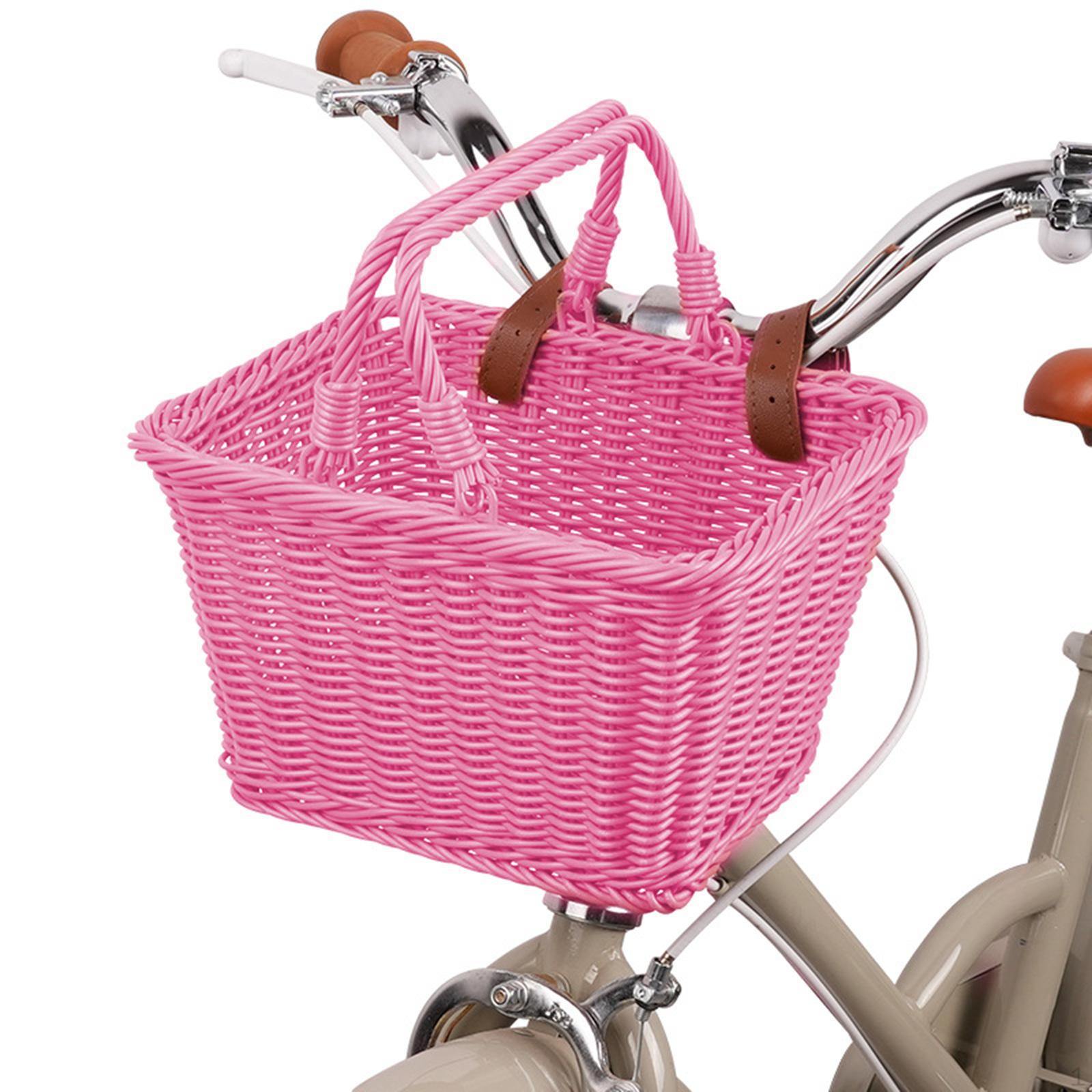 

Дитячий кошик для велосипеда. Зберігання на кермі велосипеда. Плетена дитяча ручка для хлопчиків і дівчаток рожевий