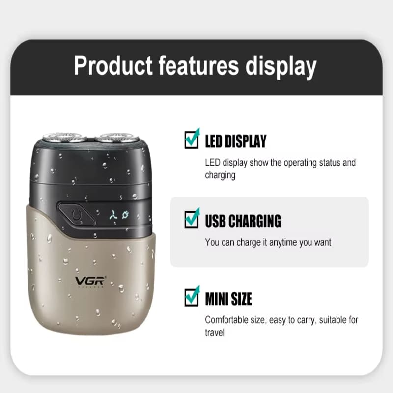 VGR Electric Shaver Floating Double Blade Rechargeable Plug-in Dual Use Washable Travel Portable Universal Voltage Men's Sideburn Shaver
