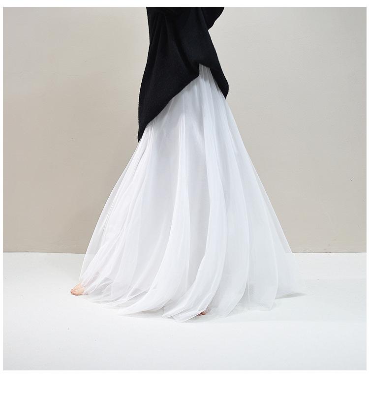 A-line Women's Summer Mesh Gauze Skirt - Fairy Style, Wide Hem, Mid-Length, Slimming Temperament