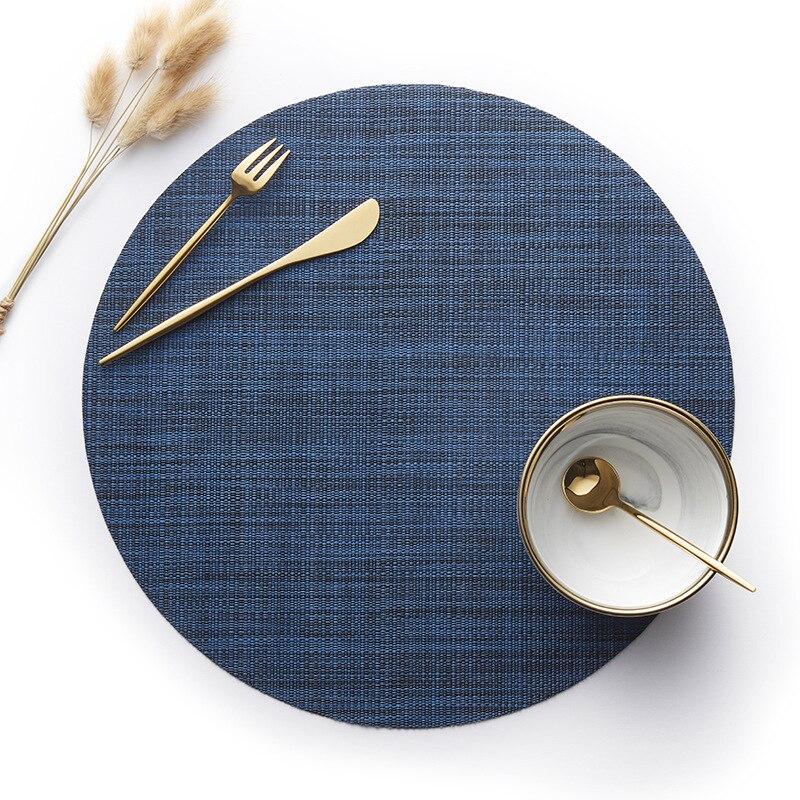 4Pcs Non-Slip Round PVC Placemats Heat Insulation Mat Western Nordic Style Dinner Mats Table Mat for Home Hotel Restaurant Decor