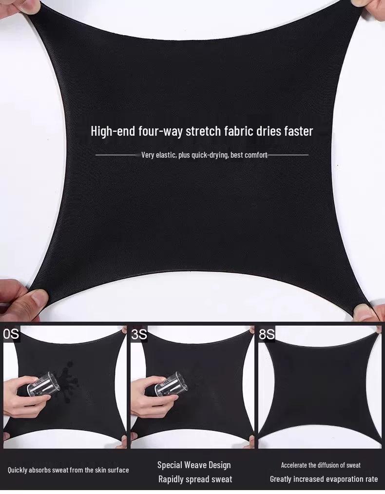 Men's Silk Grid High-Neck Performance T-Shirt - Elastic, Quick-Dry, Long-Sleeve for Autumn/Winter Running.