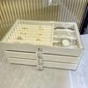 Jewelry Storage Box with 3 Layers Large Capacity Rounded Corners Velvet Interior Earrings Rings Organizer Storage Case